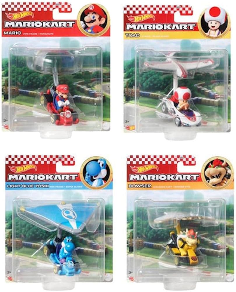 Amazon.com: Hot Wheels Mario Kart Character Gliders –Bundle of 4