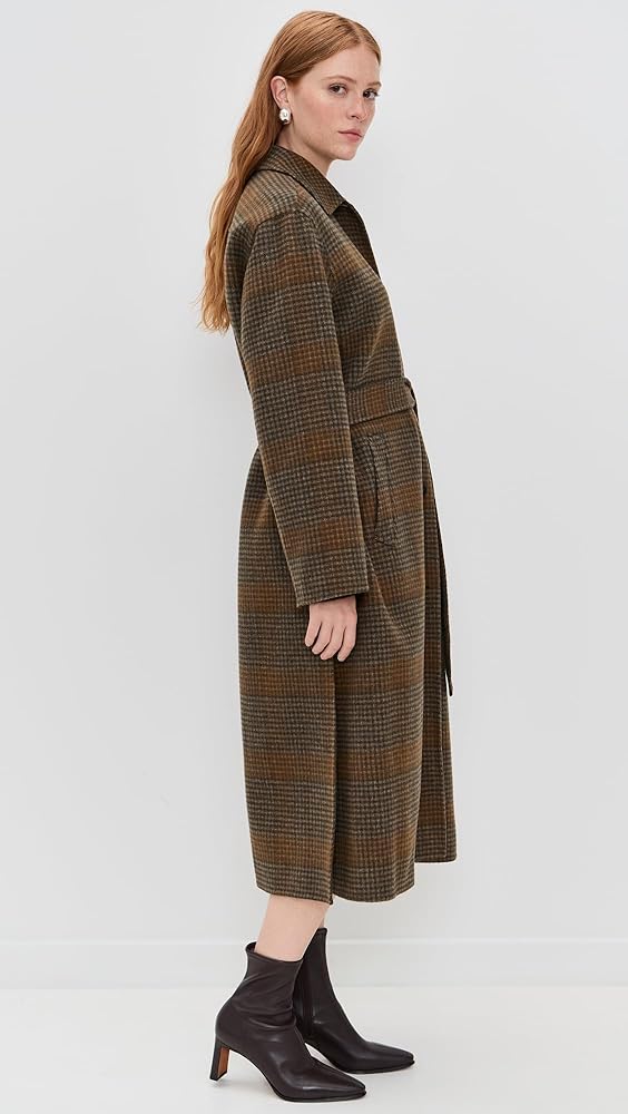 Amazon.com: Theory Women's Long Pressed Plaid Single-Breasted Coat