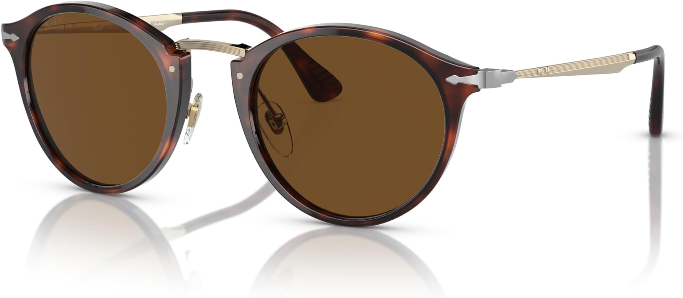 Amazon.com: Persol Unisex PO3166S Round Sunglasses, Gold/Havana
