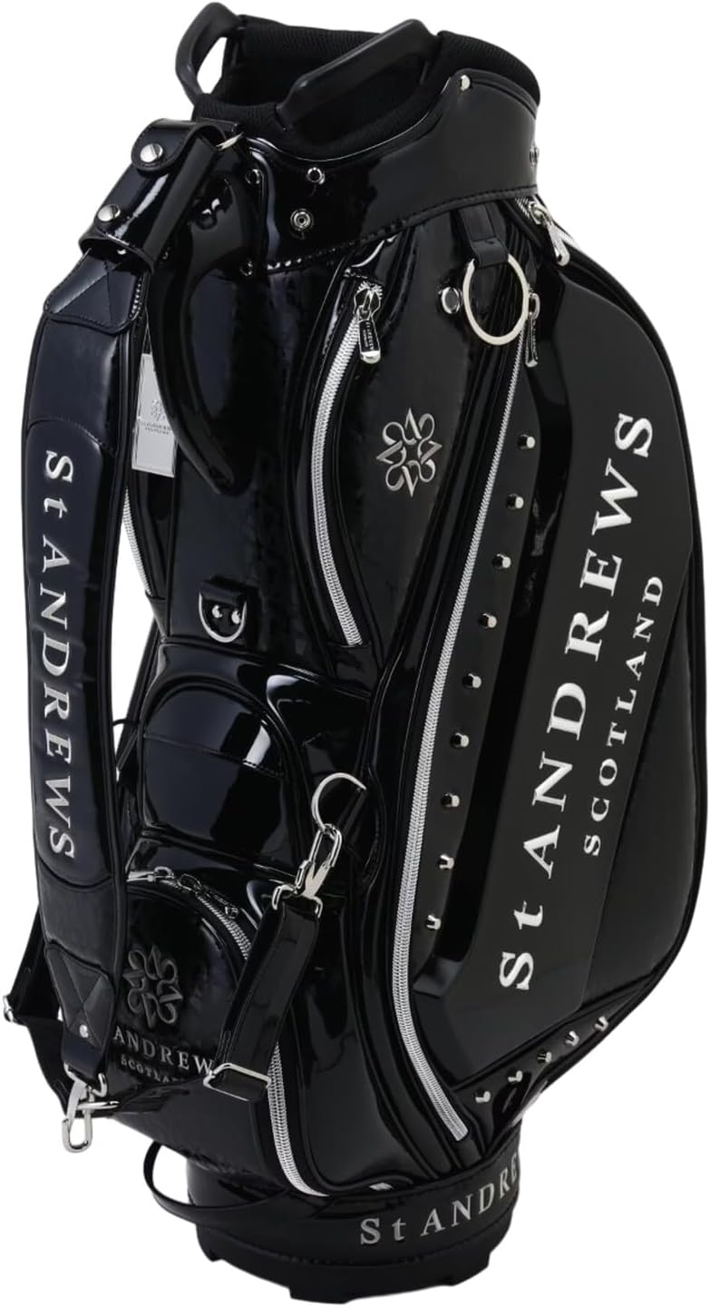 SANDREWS キャディバッグ ブラックエナメルと ヘッドカバーセット