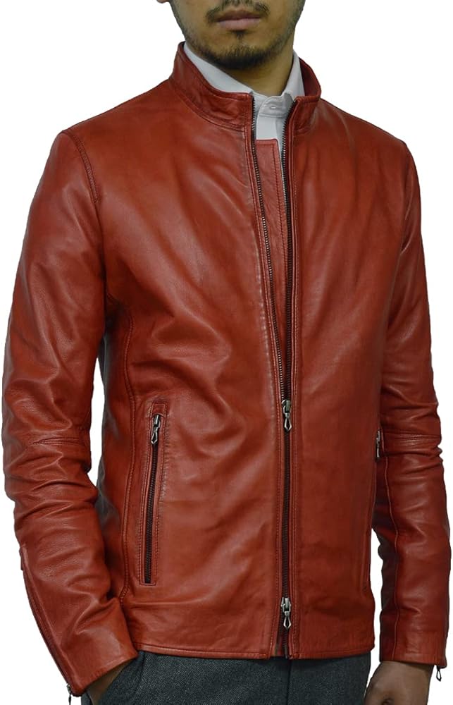 Amazon | [ハルフ] 本革 ラムレザーライダースジャケット レザー