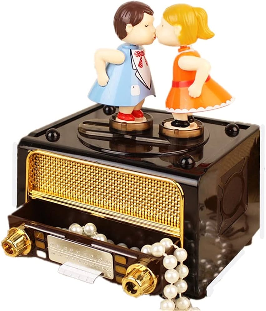 Amazon.co.jp: かわいいキス人形レトロラジオオルゴール女の子の恋人の