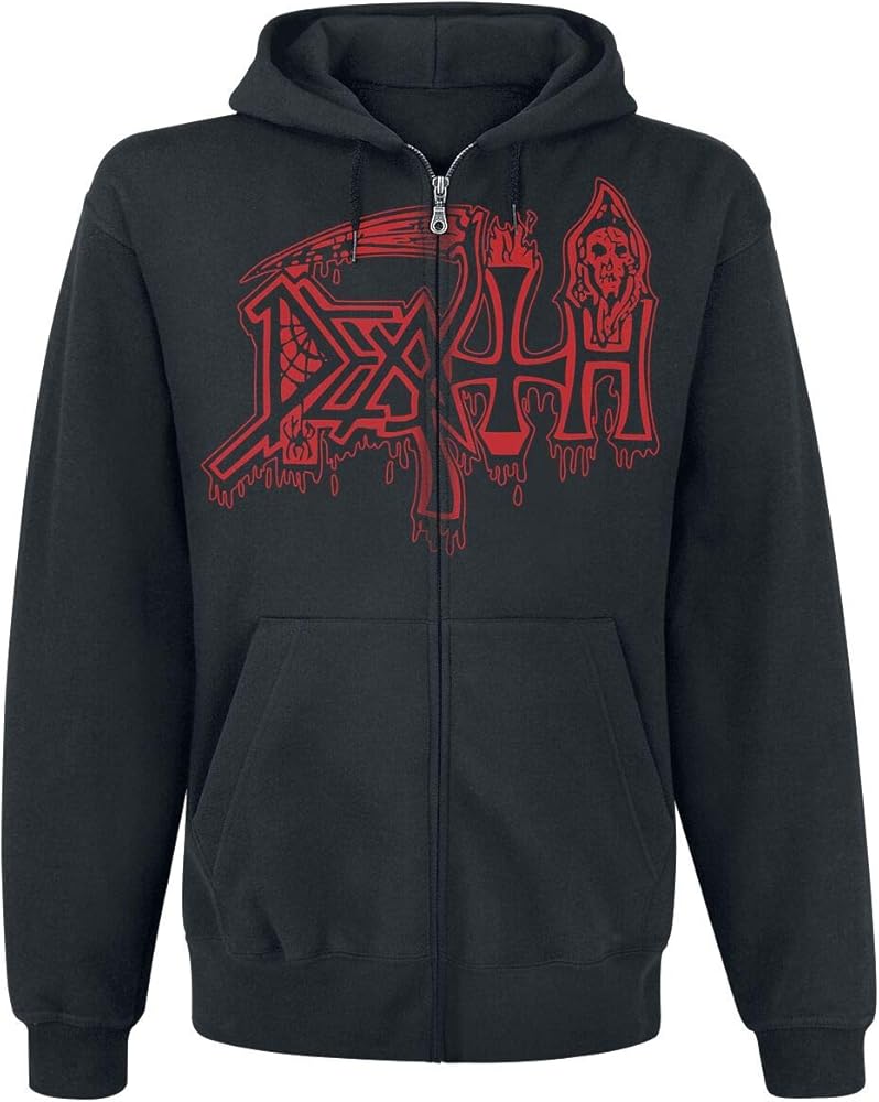 Amazon.com: DEATH Men's Zippered Hooded Sweatshirt Medium Black