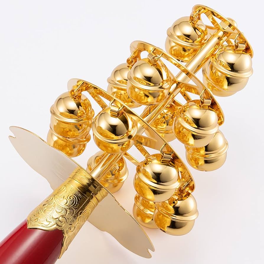 Amazon.co.jp: 仏壇屋 滝田商店 神楽鈴 本金メッキ 十字型 全長31cm×巾