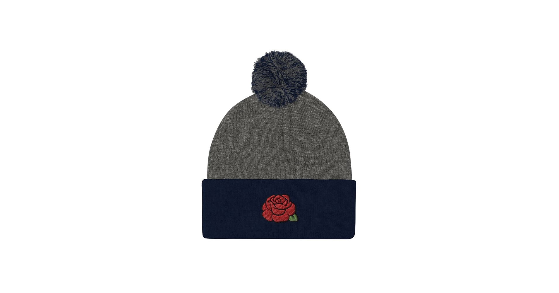 Amazon.com: Rose Beanie, Rose Flower, Embroidered Unisex Pom-Pom