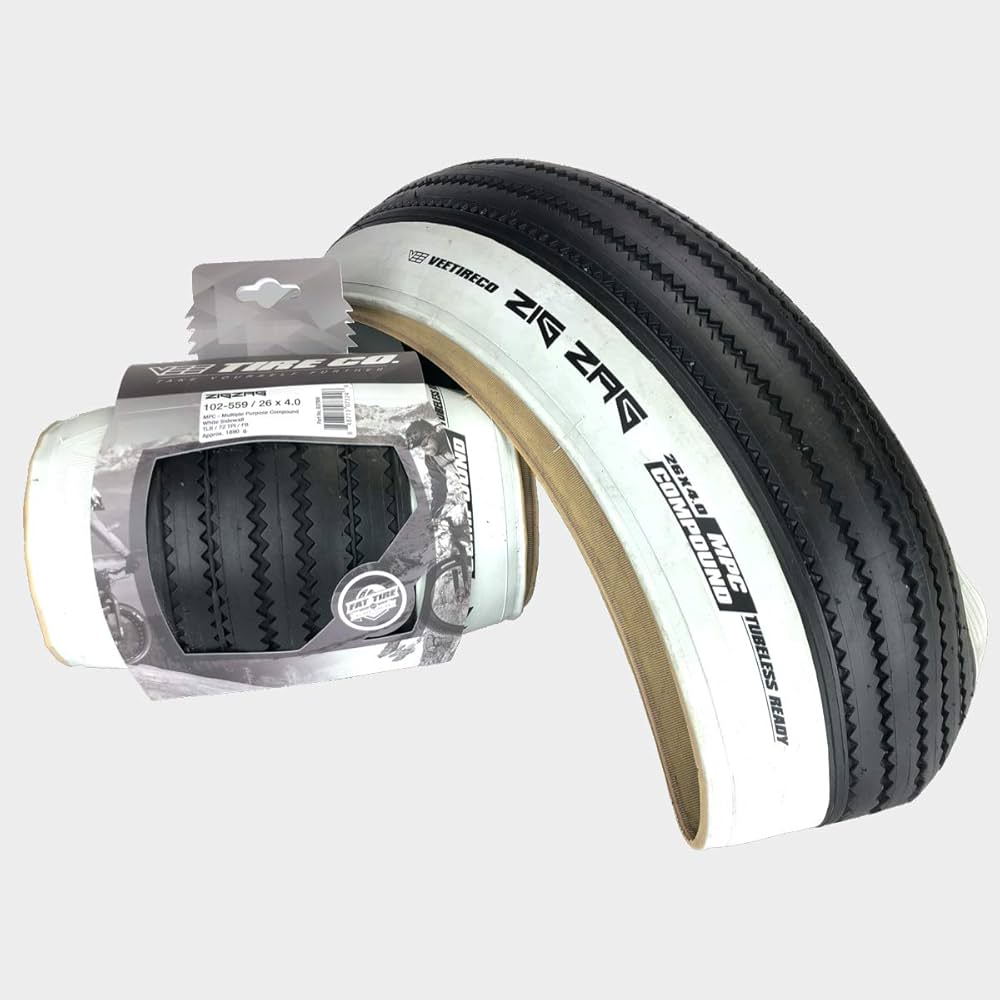 Amazon.com : 2 Vee Tire Zig Zag 26x4.0 White Wall Bike Tire with