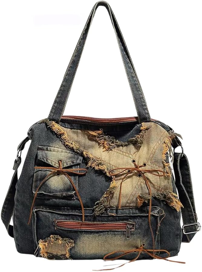 Amazon.com: Trashy Denim Messenger Bag Women Ripped Denim