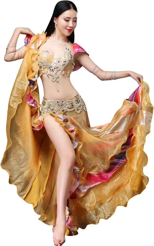 Amazon.co.jp: [MISI CHAO] 豪華なベリーダンス衣装セット 3点セット