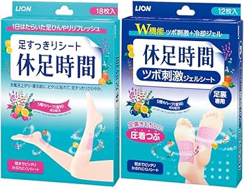 Amazon.co.jp: 【2種セット】休足時間 ツボ刺激ジェルシート 12枚(4枚