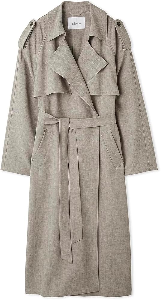 Amazon | [ミラオーウェン] 共ベルト付麻調肩章デザイントレンチコート