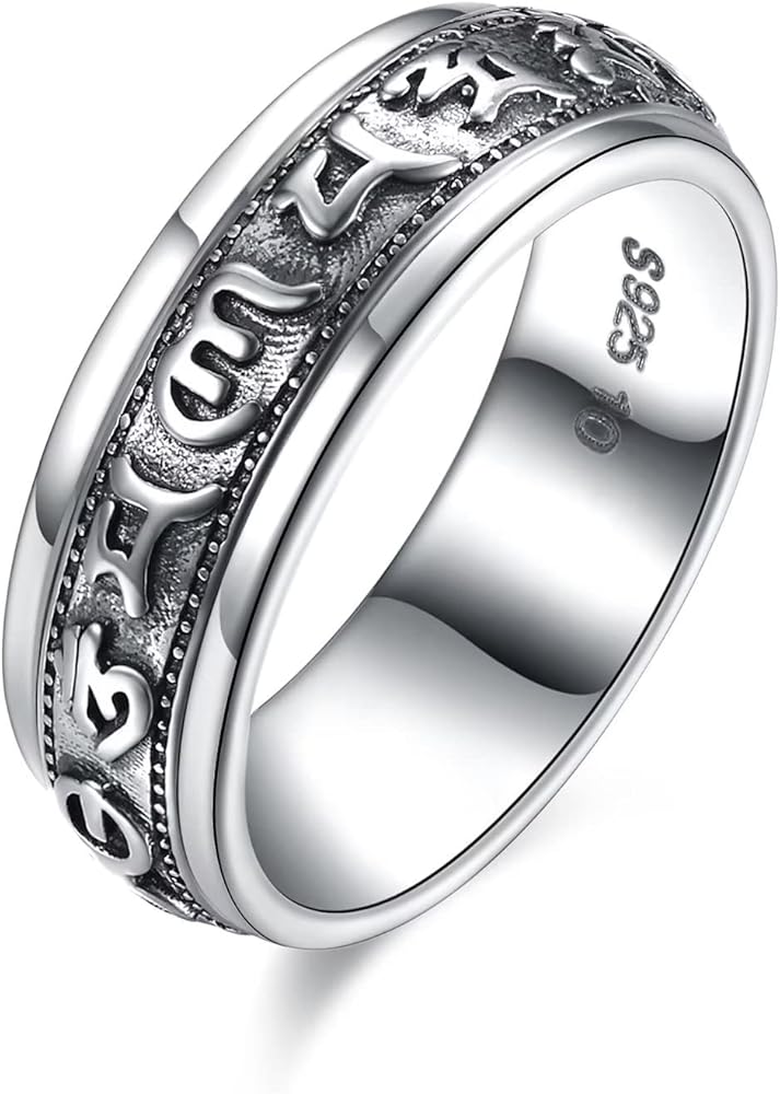 Amazon.com: JUNTEN Sterling Silver Spinner Ring for Anxiety Ring