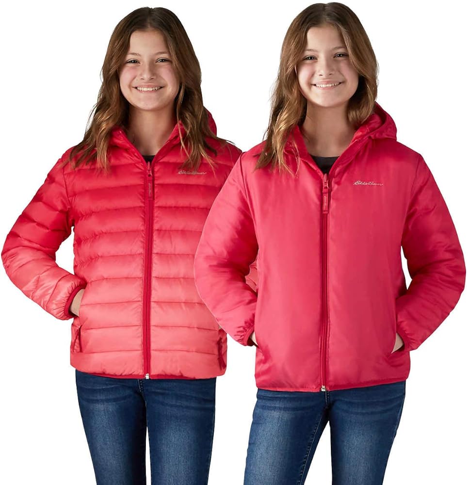 Amazon.com: Eddie Bauer Girls Reversible Hooded Down Jacket (Pink