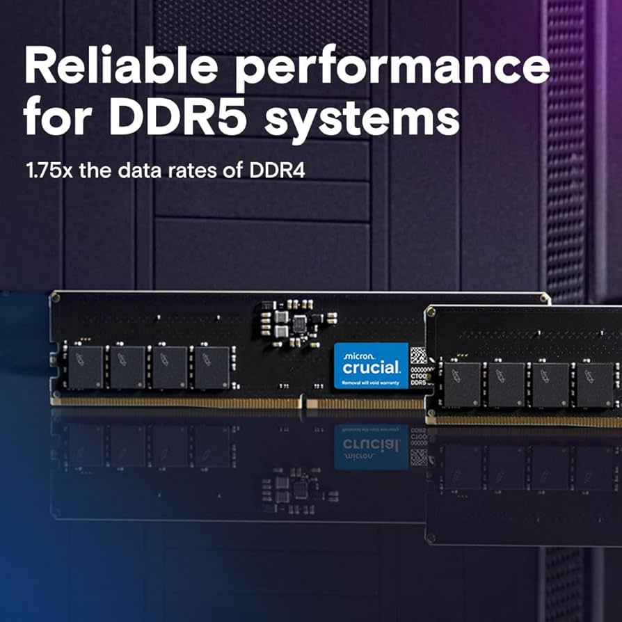 Crucial 32GB DDR5 RAM Kit (2x16GB), 5600MHz (or 5200MHz) Desktop
