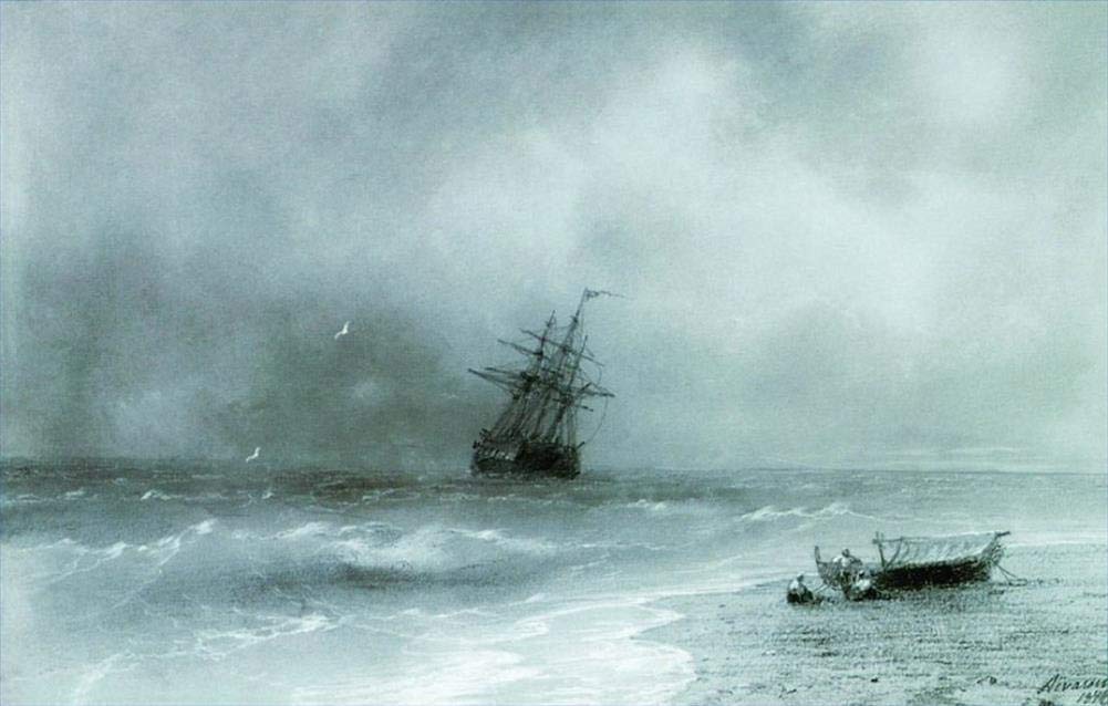 Amazon.co.jp: 12 枚の絵画 荒海 1844 年の波 海景 帆船 イワン