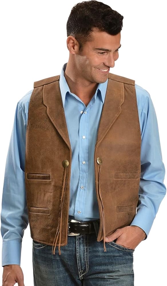 Scully Men's Concho Leather Vest Brown US at Amazon Men's Clothing