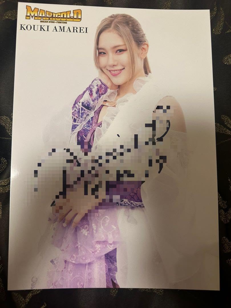 天麗皇希 マリーゴールド 直筆サイン入り色紙 手形 女子プロレス