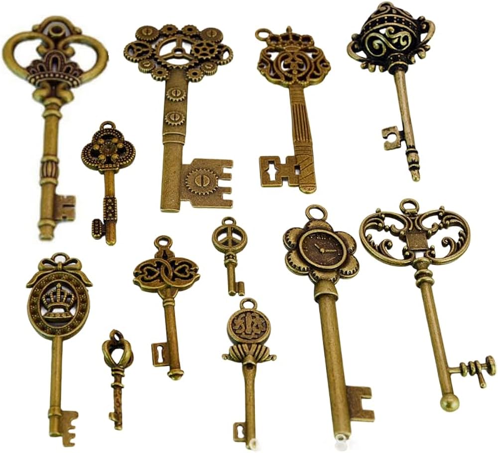 Amazon.co.jp: アンティーク 鍵 12個セット インテリア キー 古風