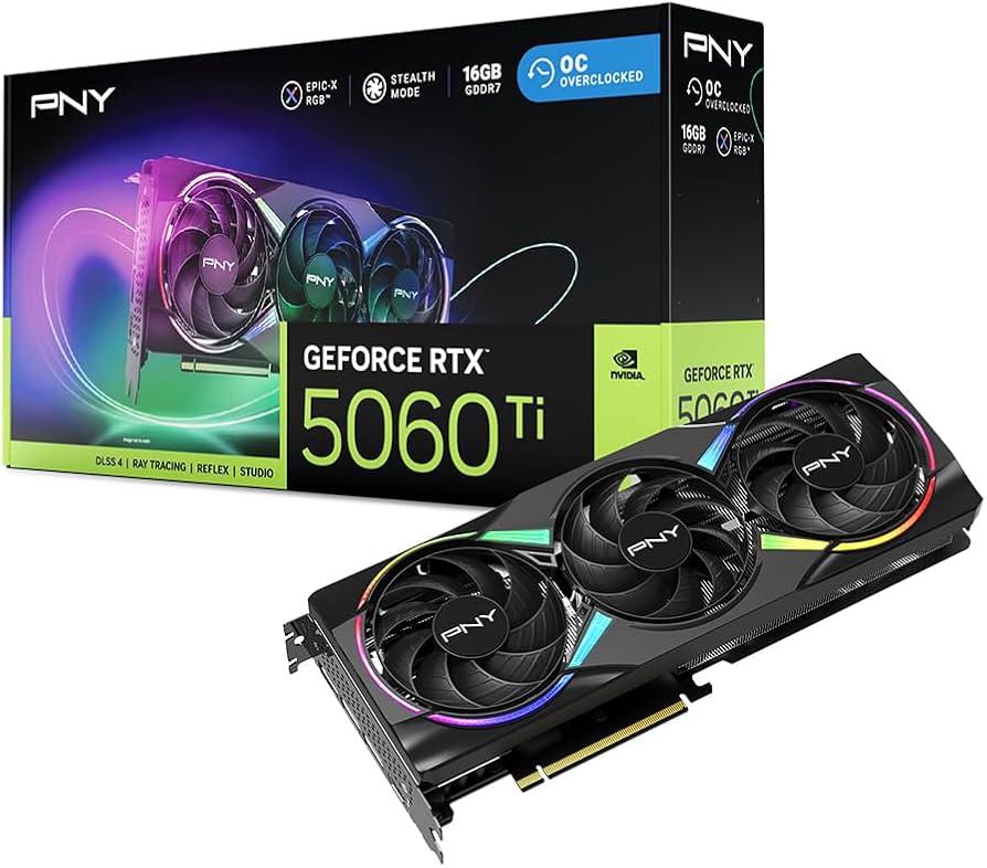 PNY NVIDIA GeForce RTX™ 5060 Ti 16GB ARGB Overclocked Triple Fan