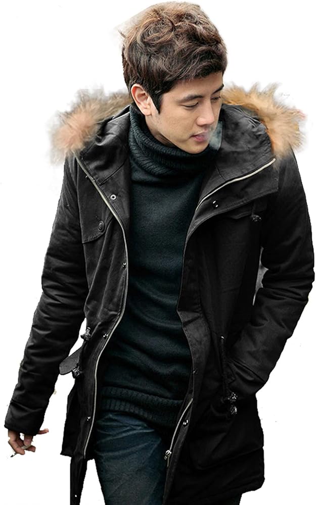 Amazon | モッズコート メンズ ファー付き 裏ボア キルティング