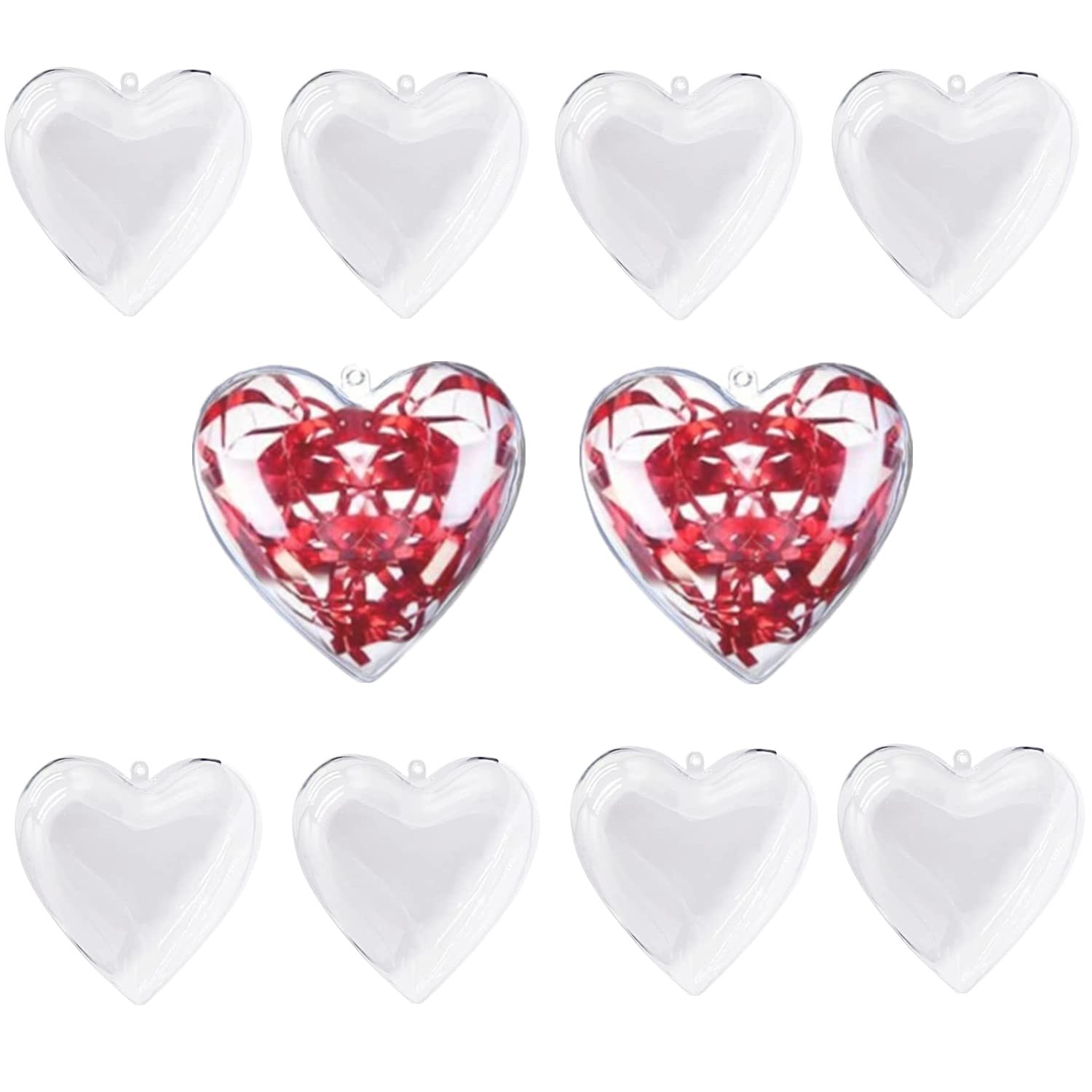 Amazon | クリアプラスチックハートオーナメント 10個 クラフト