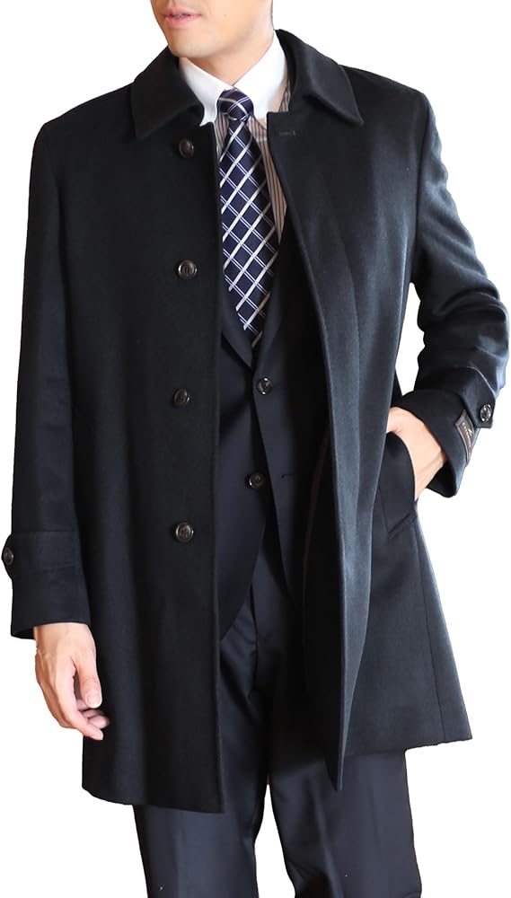 Amazon | [HALEINE] ステンカラーコート メンズ カシミヤ100% カシミヤ