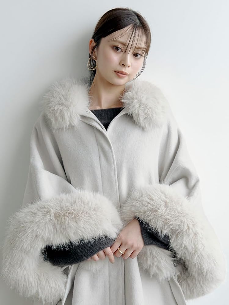 Amazon.co.jp: [スナイデル] ファー付きミドルケープコート SWFC245048
