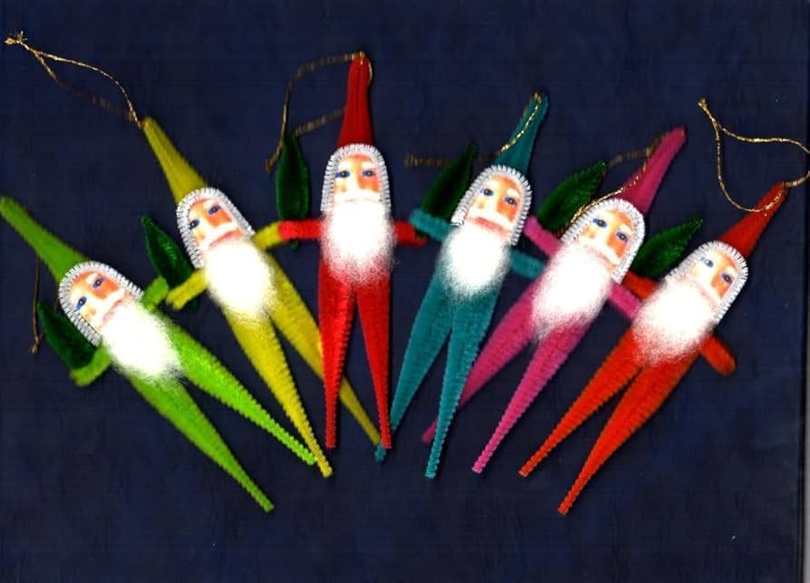 Amazon | 昭和レトロ カラフルモールサンタ 6個 クリスマス