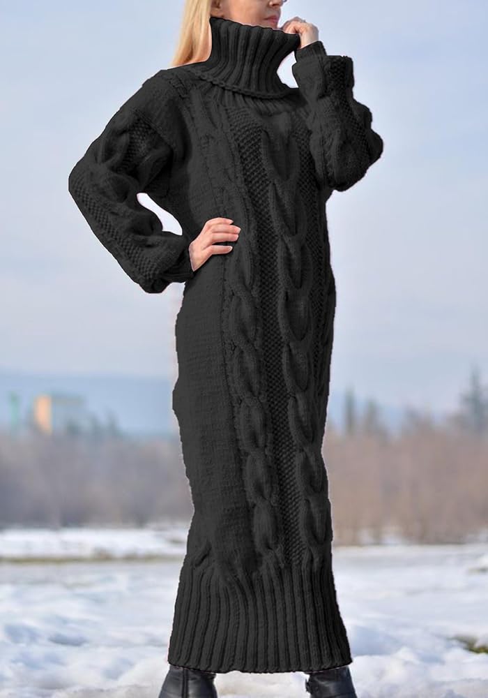 Tcremisa Long Sleeve Sweater Dress for Womens Casual Solid Fall