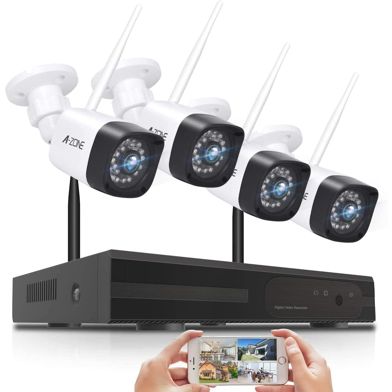 Amazon.co.jp: A-ZONE 防犯カメラ ワイヤレス 無線 300万画素 4台 8ch
