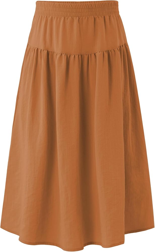 Amazon.com: Kukume Girls Casual Elastic High Waist Maxi Skirt A