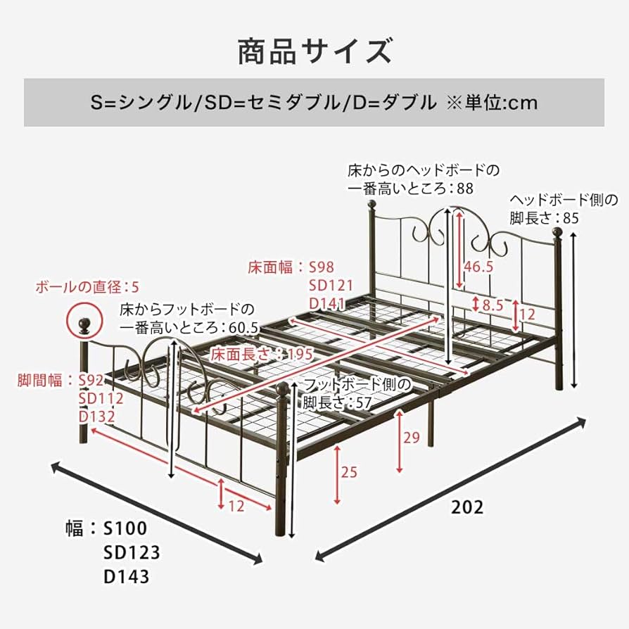 Amazon | ネルコンシェルジュ アリッサ アイアンベッド ダブル 厚さ