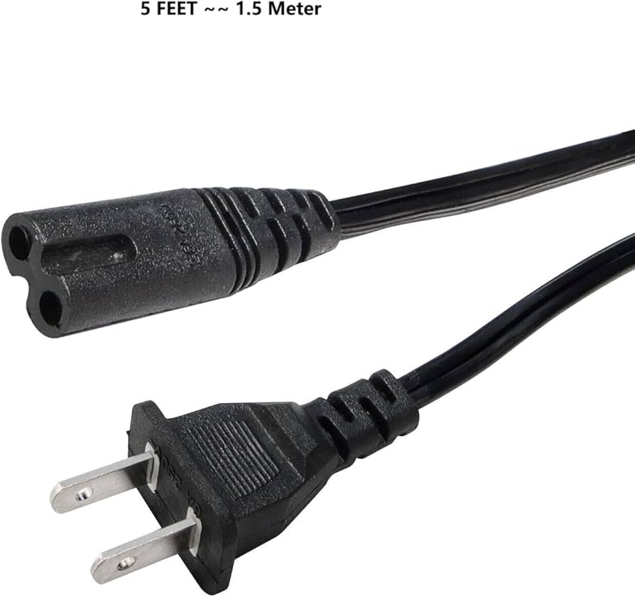 Amazon.com: NTQinParts Replacement 5FT 2Prong AC Power Cord Cable
