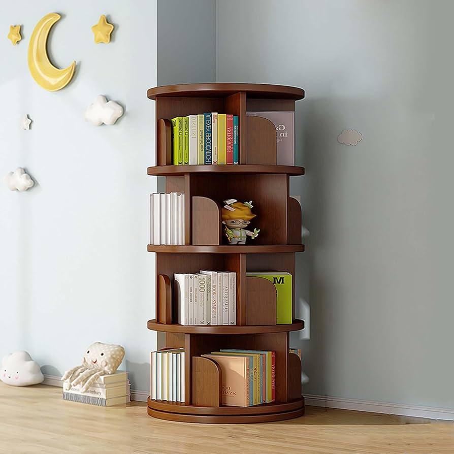 Amazon｜回転式本棚 直径46cm 本棚 大容量 スリム 絵本棚 漫画 収納