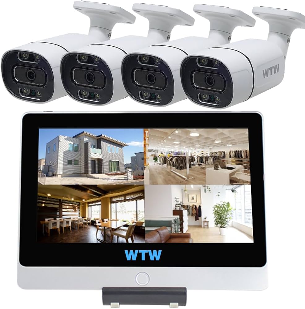 Amazon.co.jp: WTW 塚本無線 防犯カメラ白4台セット モニター一体型8ch