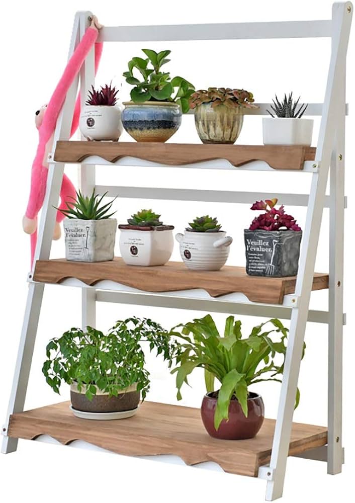 Amazon.co.jp: Z- 折り畳み フラワースタンド 木製花台 プランター