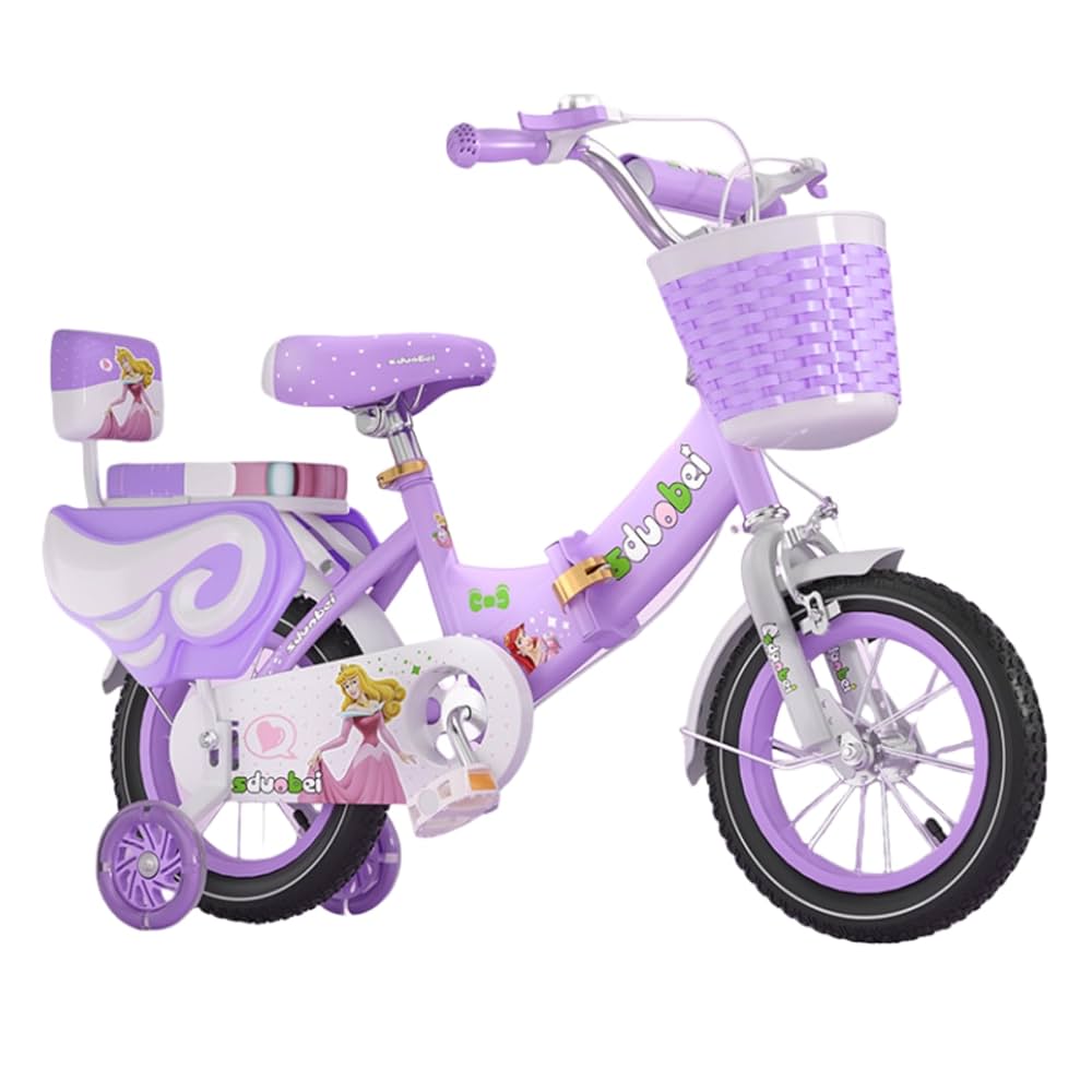 折りたたみ自転車 パープル 前面バスケット付き