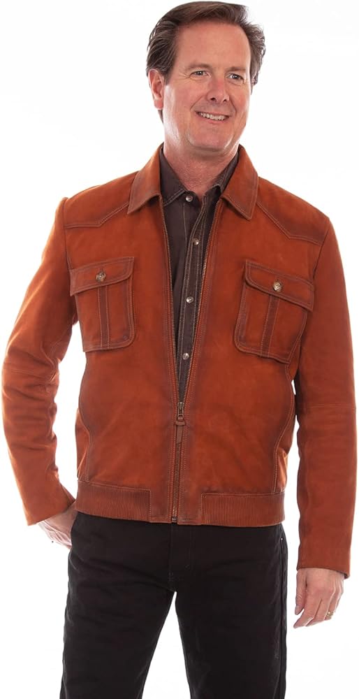 Amazon.com: Scully Western Jacket Mens Rugged Suede Zip M Copper
