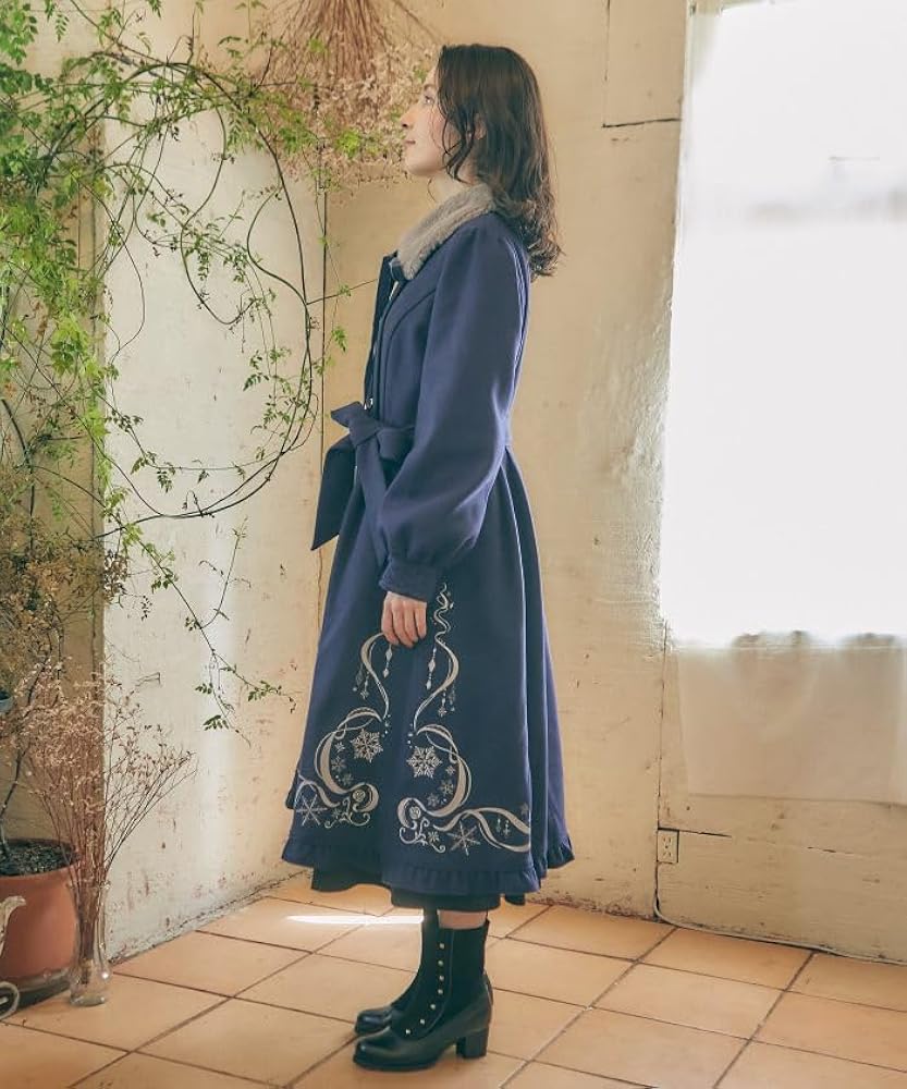 Amazon | [アクシーズファム] 雪の結晶刺繍コート TS442X98 紺 L