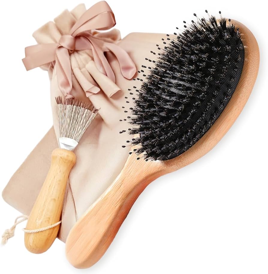 Amazon | 96cocoon ツヤ髪 豚毛ヘアブラシ＆クリーナーセット