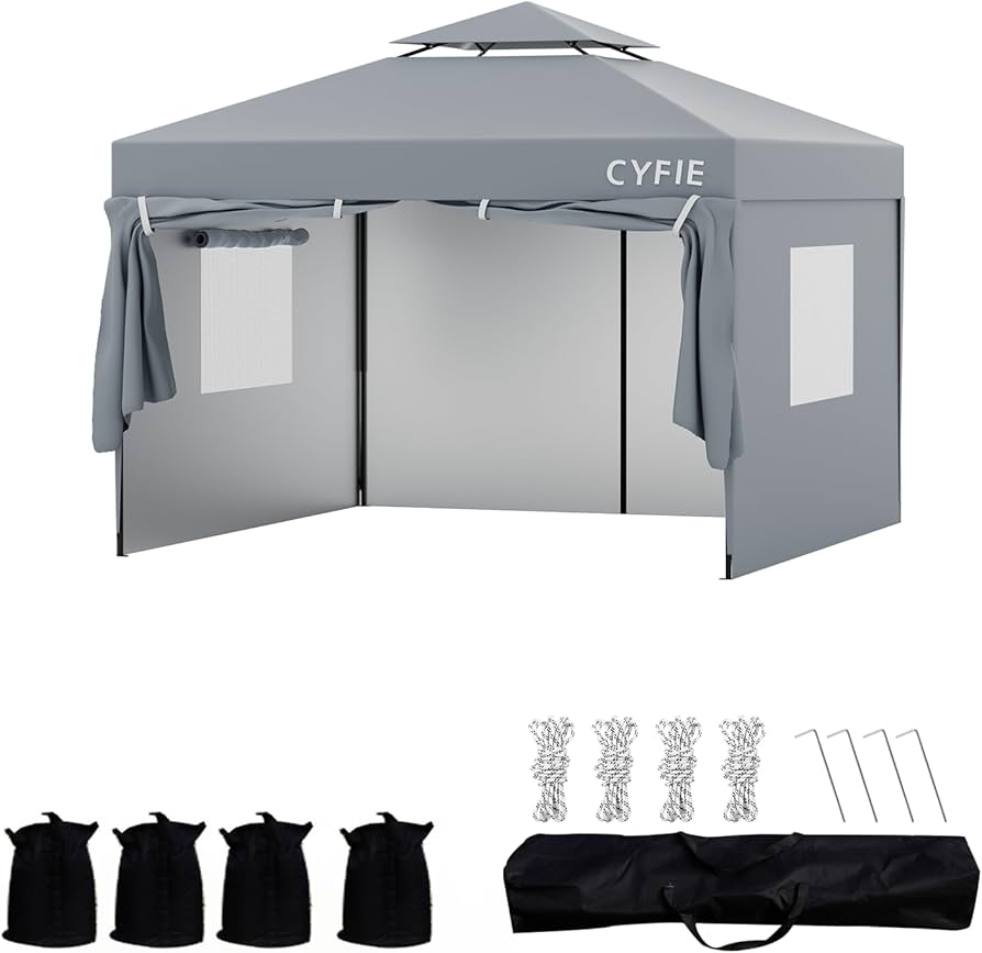 1点限り】CYFIEタープテント3m×3m サイドシート付き(色:ブラック) Amazon |