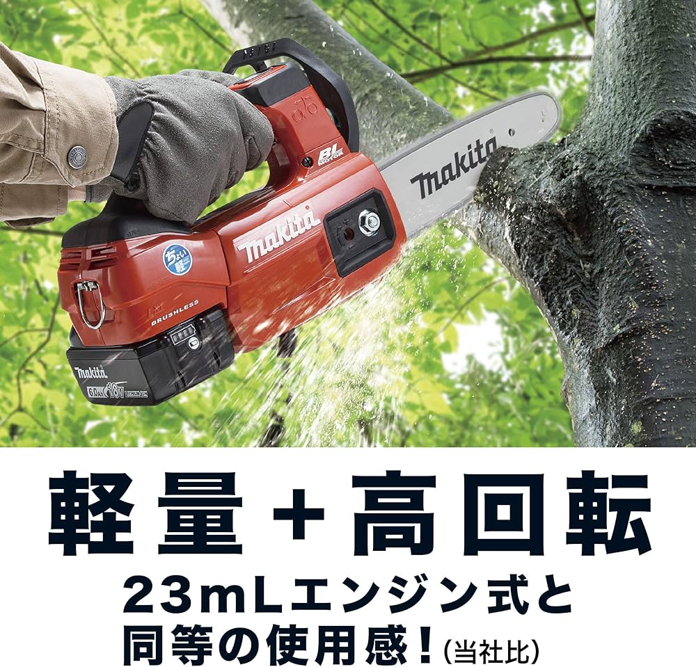 Amazon | マキタ 充電式チェンソー ガイドバー200mm 赤 18V バッテリ