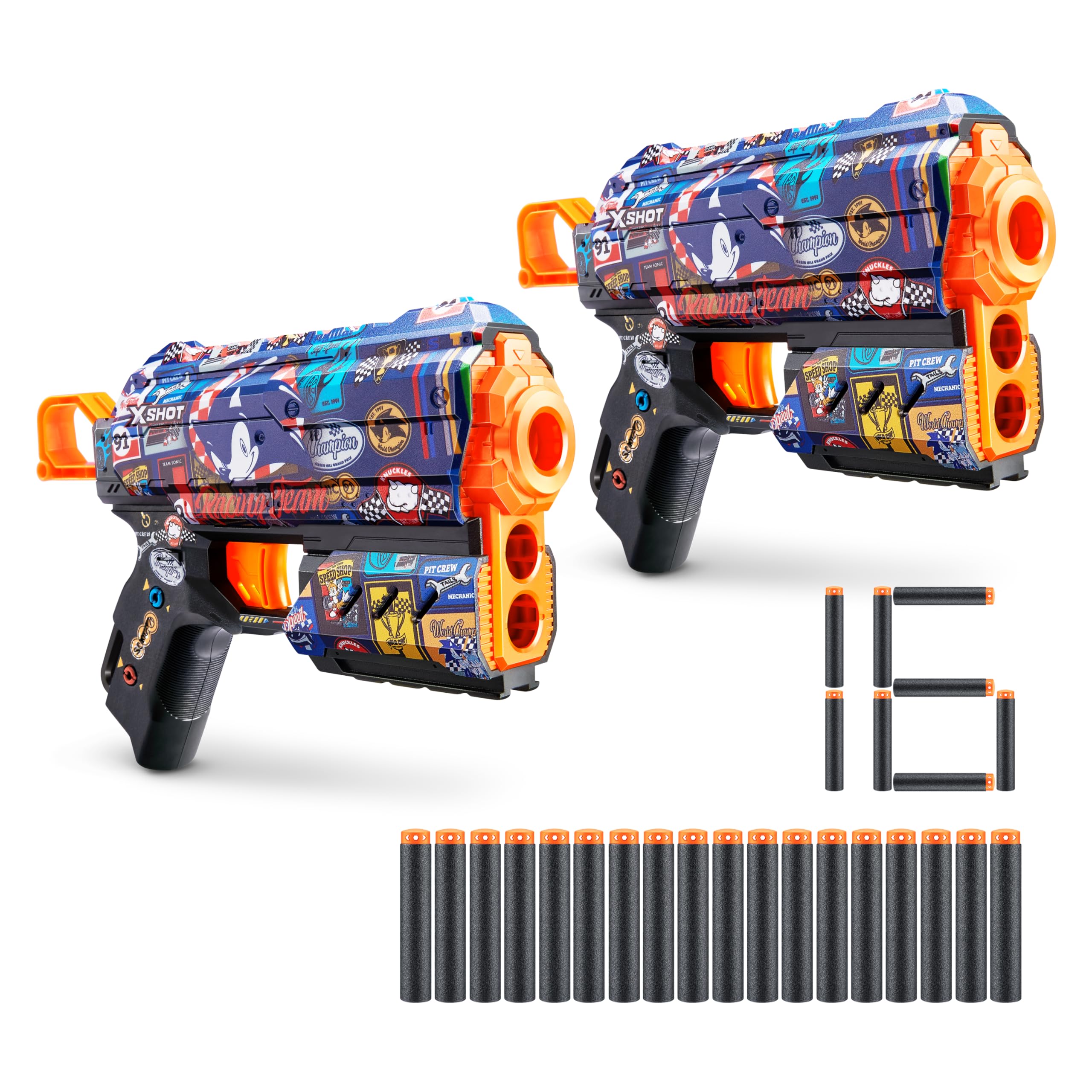 Amazon.com: XSHOT Skins Flux - Sonic Race Team (2 Pack + 16 Darts