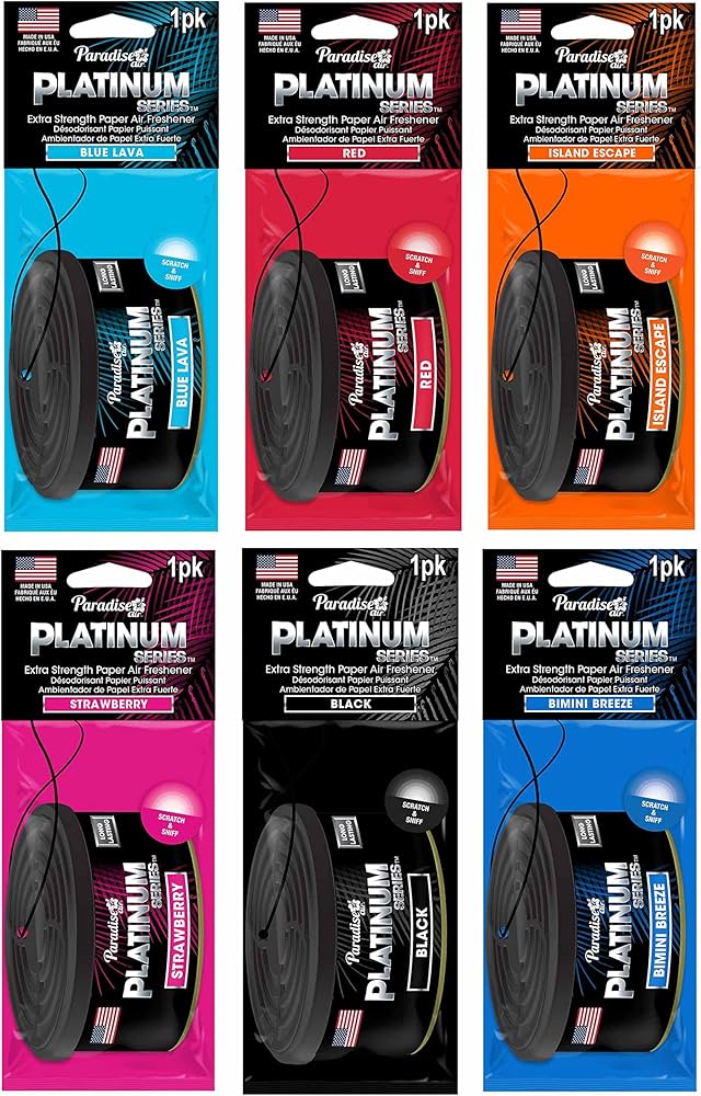 Amazon.com: 6 Pk Paradise Platinum Air Freshener Hanging Car Aroma