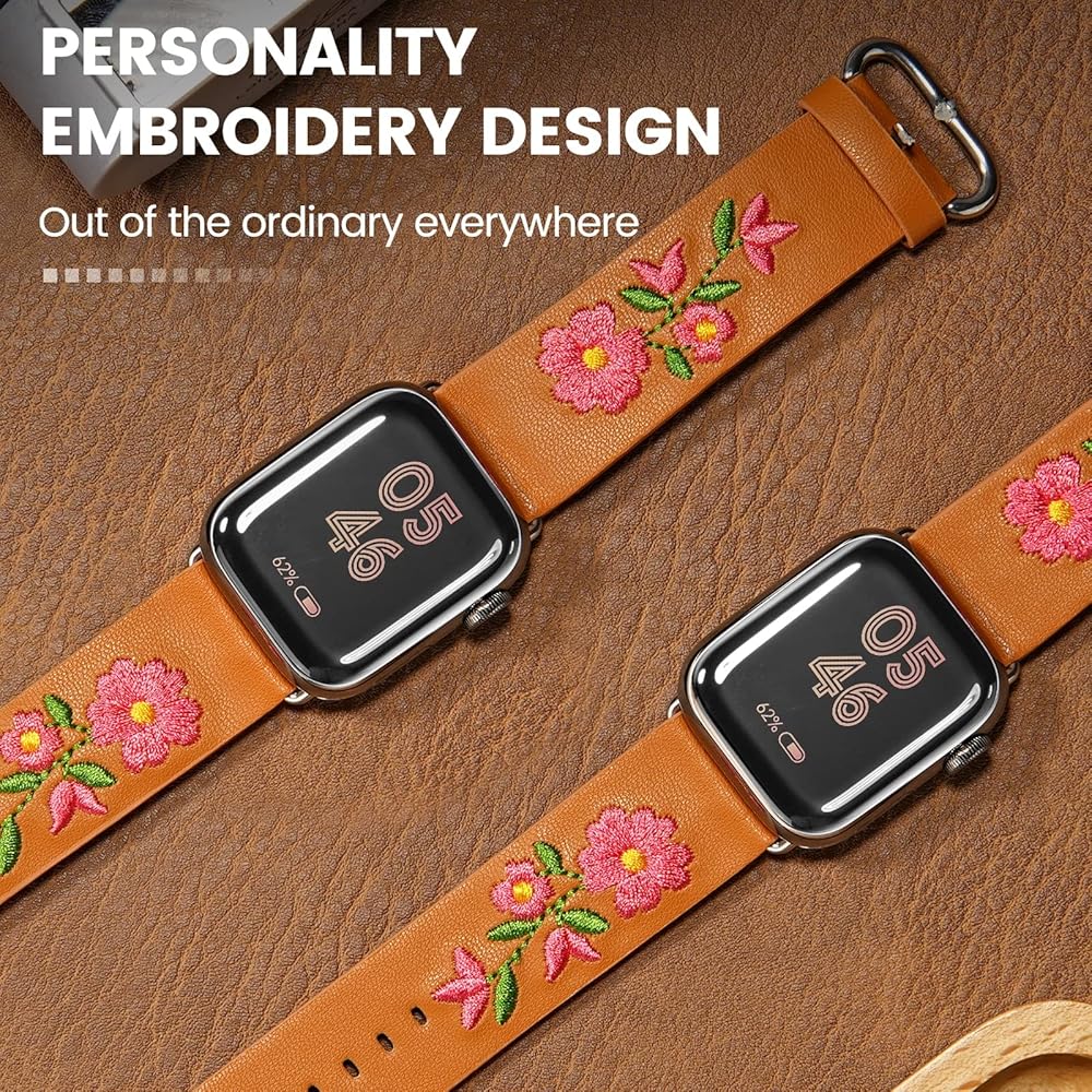 Amazon.com: FENICHI Leather Watch Bands for Apple Watch 44mm 38mm