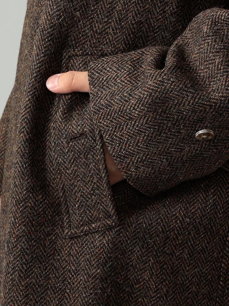 Amazon | [ビームスエフ] コート HARRIS TWEED ヘリンボーン シングル