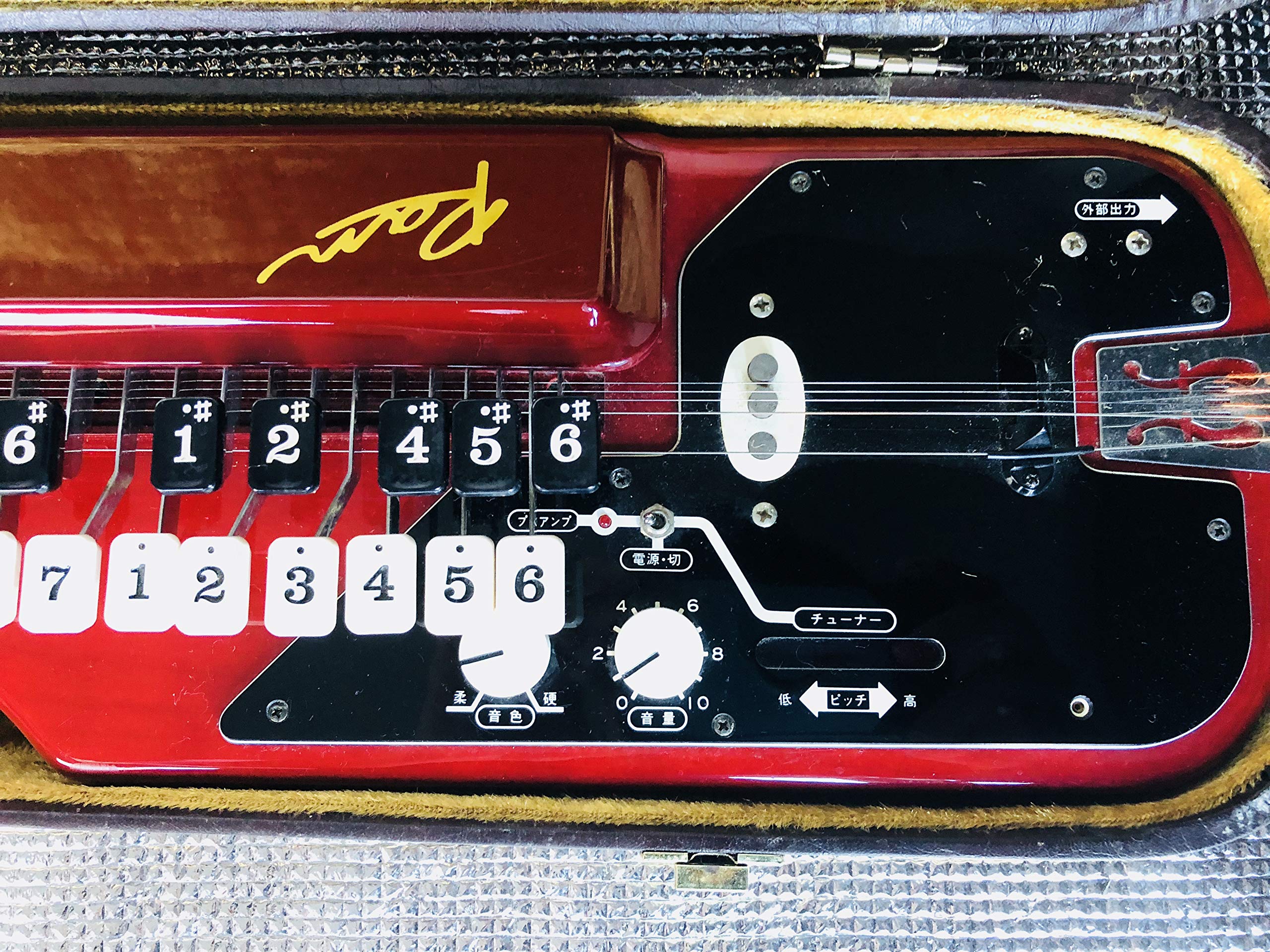 スズキ 電気大正琴 蘭 赤 ケース付き 5弦 スズキ 電気大正琴 蘭 赤