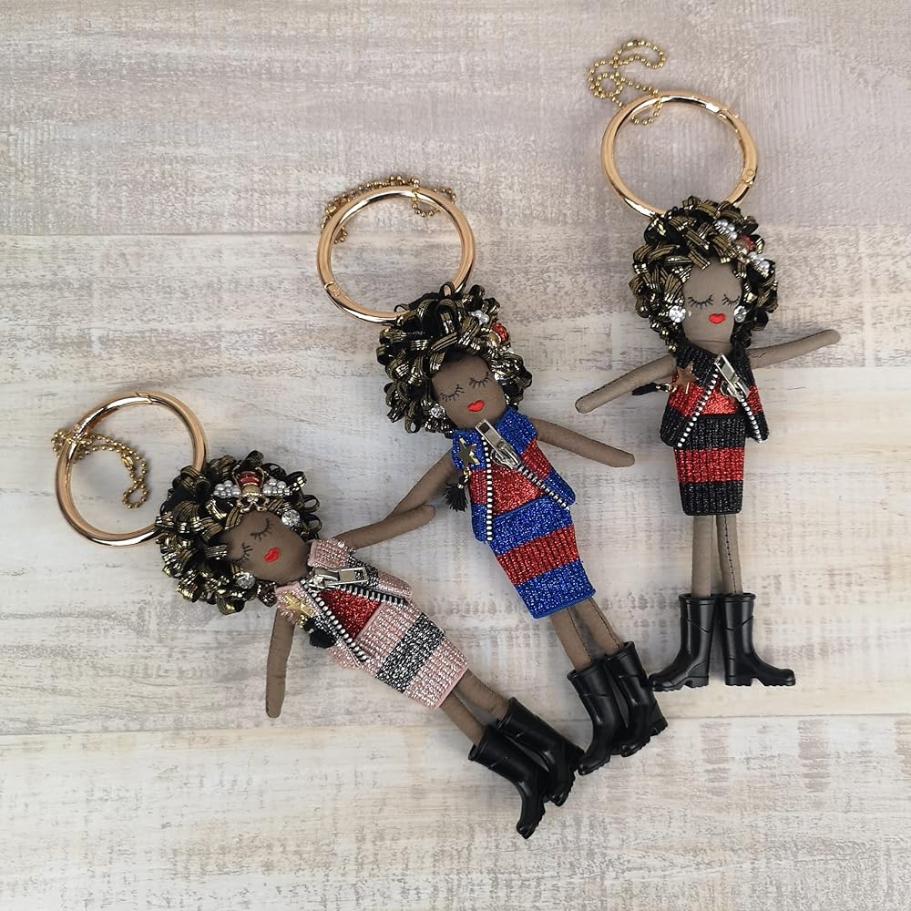 Amazon | バッグチャーム キーホルダー 人形 ドールチャーム キラキラ