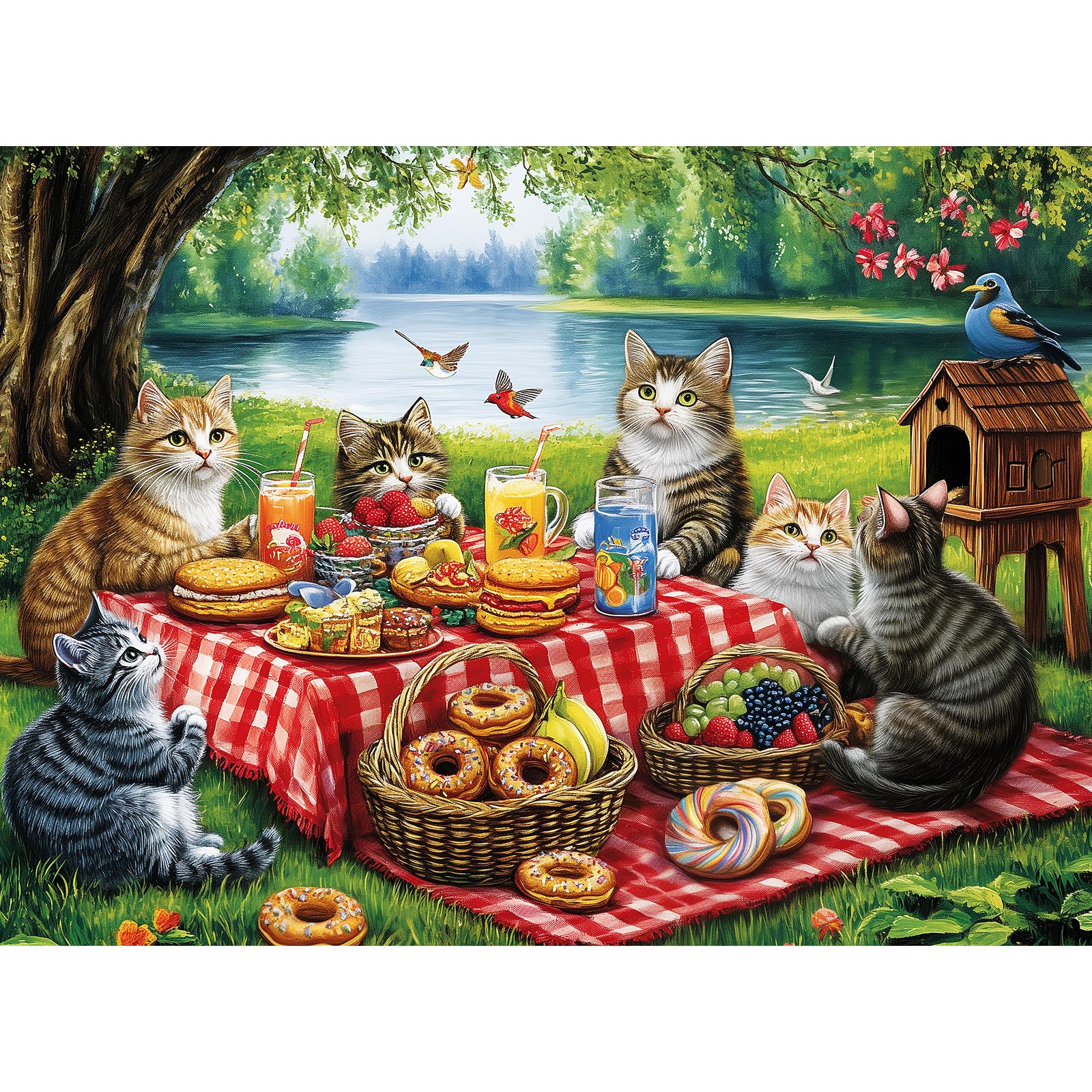 Amazon.com: 500 Piece Puzzles for Adults, Cat Family Dinner Large