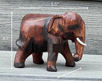 Amazon.co.jp: Land of Simple Treasures 手彫り木製象像 タイ産木製象