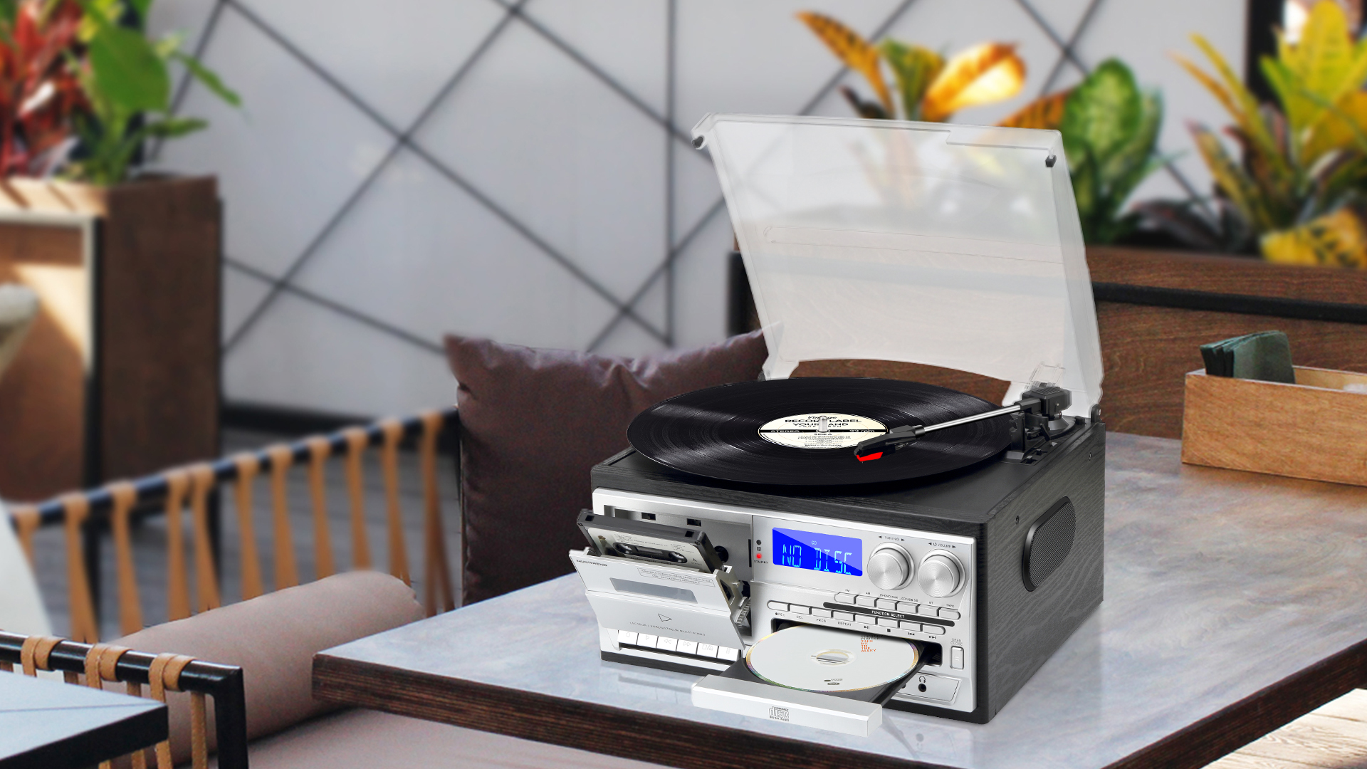 Watch MUSITREND 9 in 1 Record Player 3 Speed Vinyl Turntable on